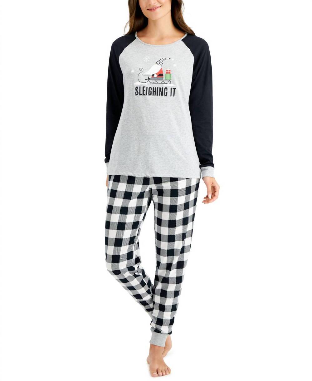 NEW FAMILY PJS sleepwear matching sleighing it pajama set in buffalo check